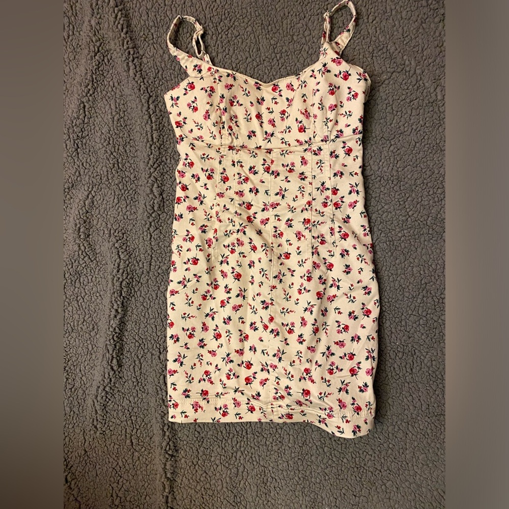 No Boundaries Strapless Dress in Cream and Red Floral